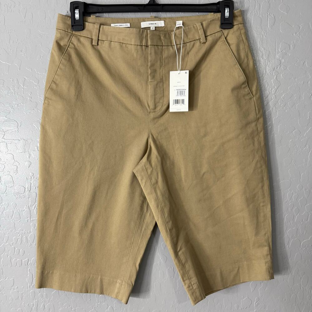 Vince Italian Stretch-Cotton Chino Short, Khaki, 8